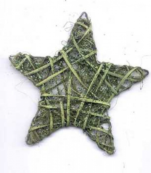 Sisal-Rattan-Stern mit Glitter grün