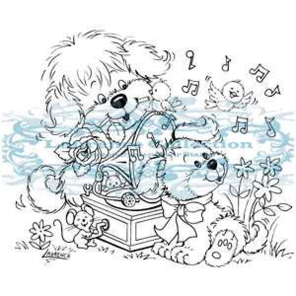 Clear Stamp, Hunde mit Plattenspieler