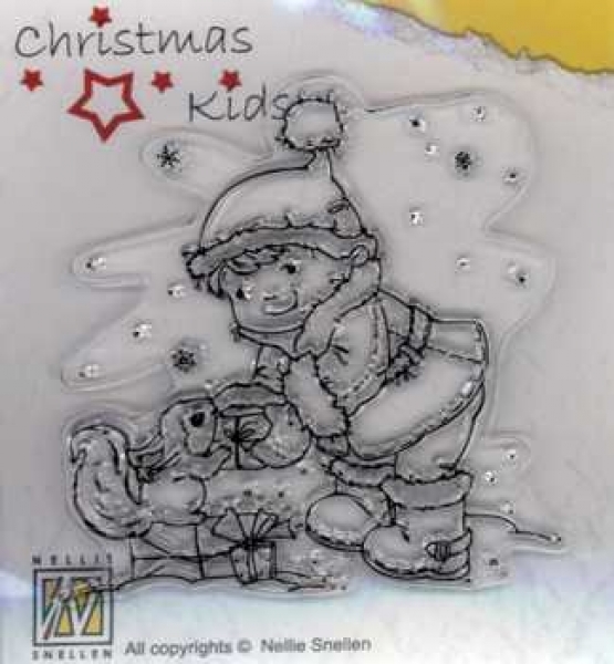 Clear Stamp Christmas Kids, Kind mit Eichhörnchen