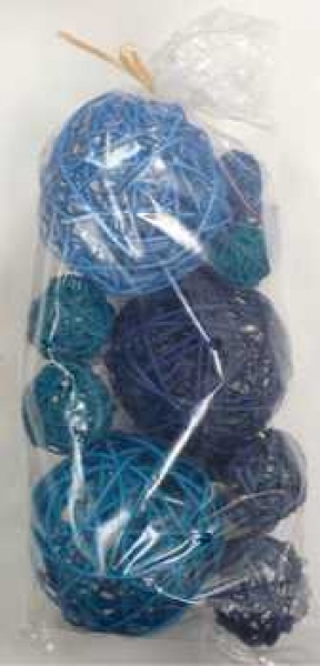 Rattankugel-Set blau