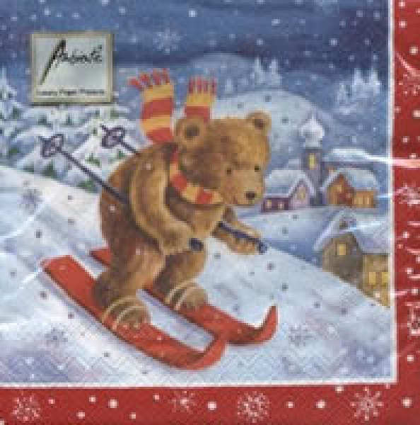 Serviette Bär Wintersport