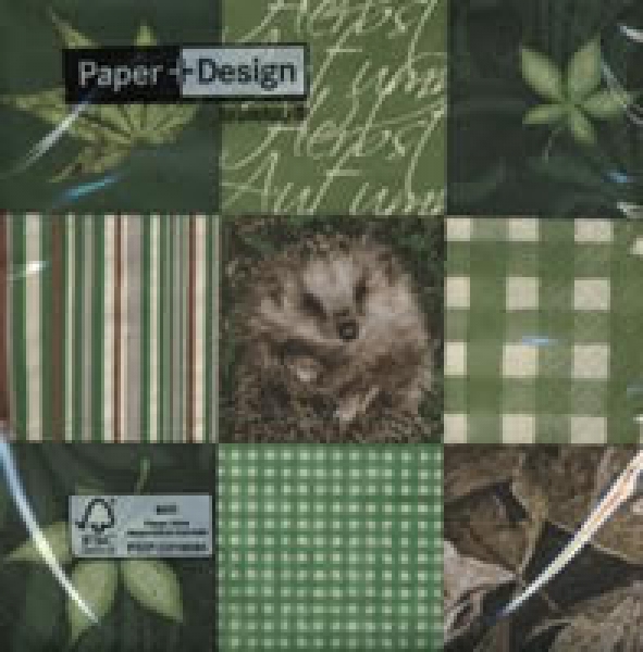 Serviette Igel, Herbstszene