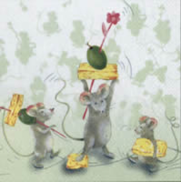 Serviette Mäuseparty grün