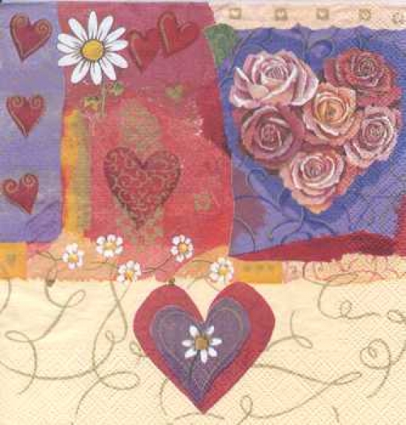 Serviette Rosenherz, Herz div.