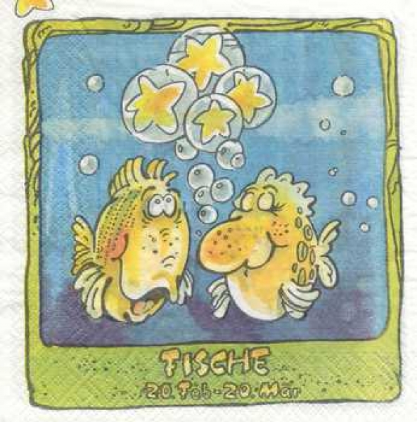 Serviette Sternzeichen Fische, Rarität