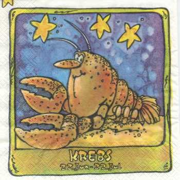Serviette Sternzeichen Krebs, Rarität