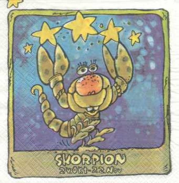 Serviette Sternzeichen Skorpion, Rarität