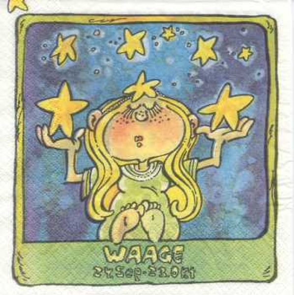 Serviette Sternzeichen Waage, Rarität