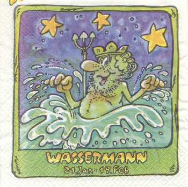 Serviette Sternzeichen Wassermann, Rarität