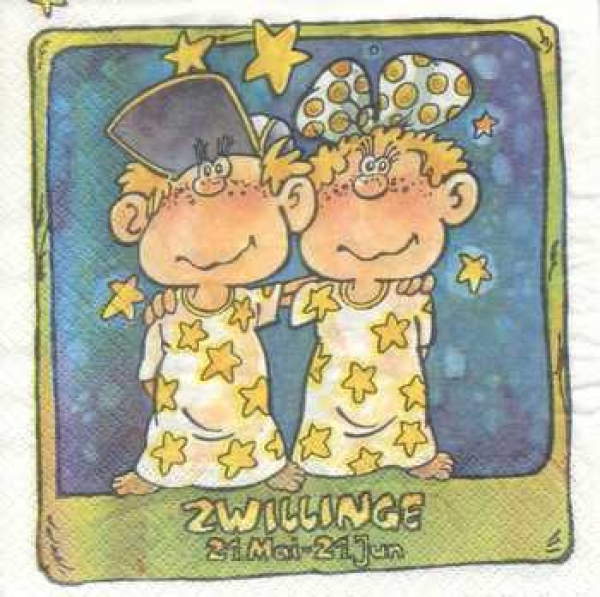Serviette Sternzeichen Zwillinge, Rarität