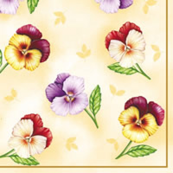 Serviette Stiefmütterchen, creme