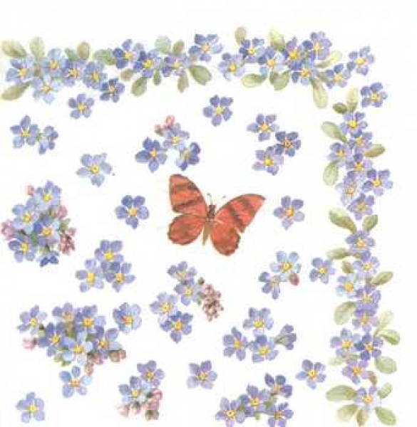 Serviette Vergissmeinnicht mit Schmetterling