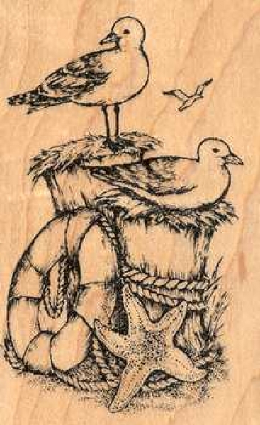 Stempel Möwe auf Mole