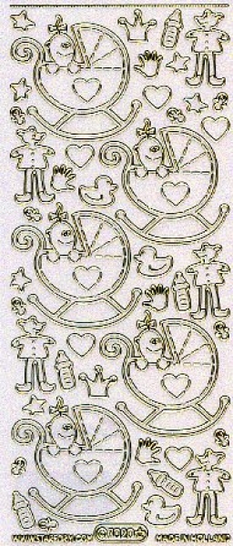 Sticker Glitter Geburt / Baby, silber