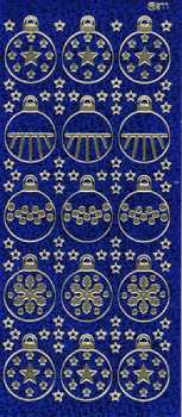 Glitzer-Sticker Weihnachtskugeln blau-gold
