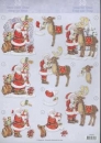 3D Schneidebogen Weihnachtsmann mit Geschenken, Rentier