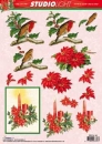 3D Schneidebogen Weihnachten, Vogel, Weihnachtsstern, Kerzen