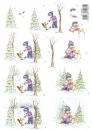 3D Schneidebogen verschneiter Wald, Kind mit Tieren