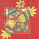 Serviette Clown, roter Hintergrund, Rarität