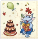Serviette Elefant, Torte, Ballon