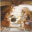 Serviette Foxwood Tales, am Kamin, Rarität
