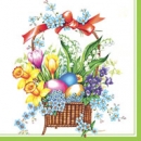 Serviette Frühlingsblumenkorb, Rarität