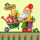 Serviette Gartenzwerg, Frühlingsblumen, Rarität