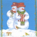 Serviette 2 Schneemänner mit Geschenken