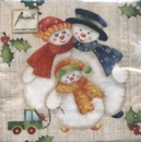 Serviette Schneemannfamilie, Schlitten