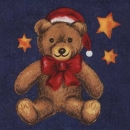 Serviette Weihnachtsteddy, Hintergrund blau, Rarität