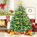 Serviette Weihnachtsbaum, Kamin