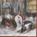 Serviette Wichtel mit Geschenken