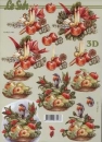 3D Schneidebogen Weihnachtsgesteck, Früchte, Vogel