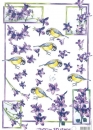 3D Schneidebogen violette Blumen mit Meisen