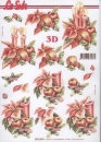 3D Schneidebogen Kerzengesteck, Weihnachtsstern, Äpfel
