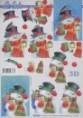 3D Schneidebogen Schneemann, Halstuch rot+grün