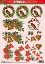 3D Schneidebogen Vogel, Glocken, Weihnachtsstern