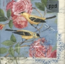 Serviette Blumen, Vögel gelb