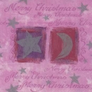 Serviette Mond + Sterne silber, Hintergrund rosa, Schrift Merry Christmas, Rarität